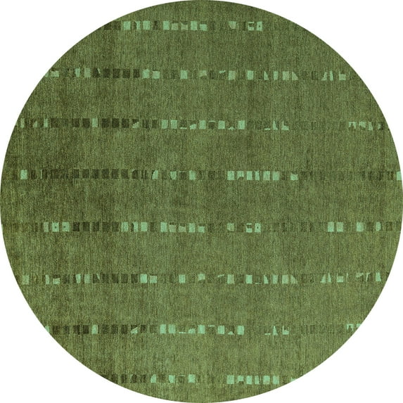 Ahgly Company Machine Washable Indoor Round Abstract Turquoise Blue Modern Area Rugs, 8' Round