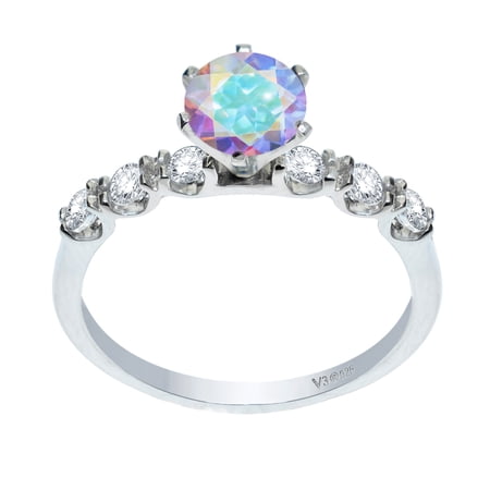 Sterling Silver with Mercury Topaz and White Topaz Engagement Ring