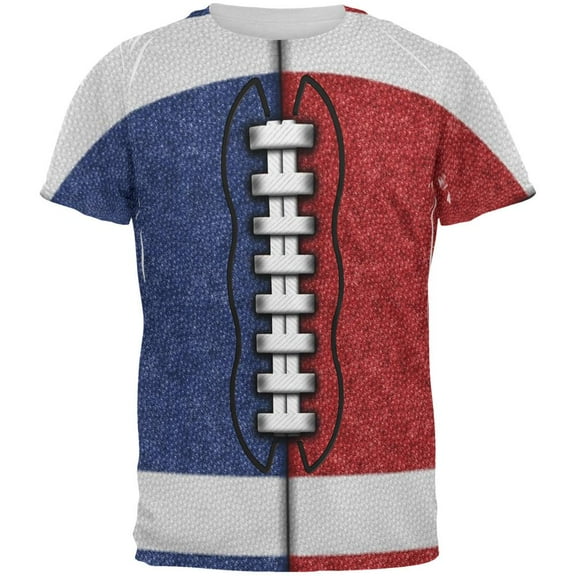 Fantasy Football Team Blue and Red All Over Mens T Shirt Multi X-LG