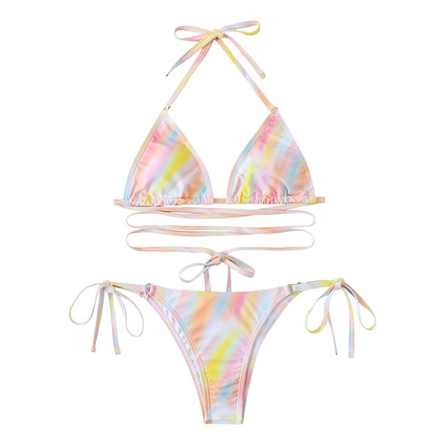 Traje de baño de bikini con cuello halter y estampado floral cómodo con almohadilla en el pecho para mujer con tirantes divididos OAVQHLG3B Store lin121212
