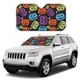 thumbnail image 2 of DouZhe Car Sunshades for Windshield, Horror Halloween Pumpkin Monster Pattern Car Sun Shade Block Heat and UV Rays, 55" x 30", 2 of 8