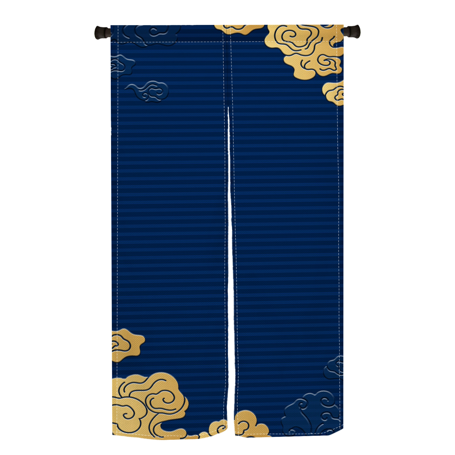 Noren Doorway Curtain Japanese Style Gold Cloud Printed Linen Window Treatment Door Tapestry for Home Decoration 33.5"x67",Navy Blue