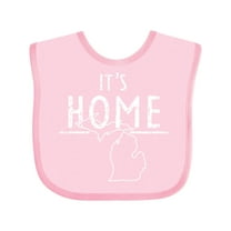 Inktastic It's Home- State  of Michigan Outline Distressed Text Boys or Girls Baby Bib