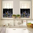 thumbnail image 4 of Purple Flowers Kitchen Curtains and Valances Set, Rod Pocket Curtains Tier Farmhouse Window Curtains 24 Inch Length, Watercolor Botanical Floral Leaves Herbs 3 Piece Kitchen Curtains Set, 4 of 6