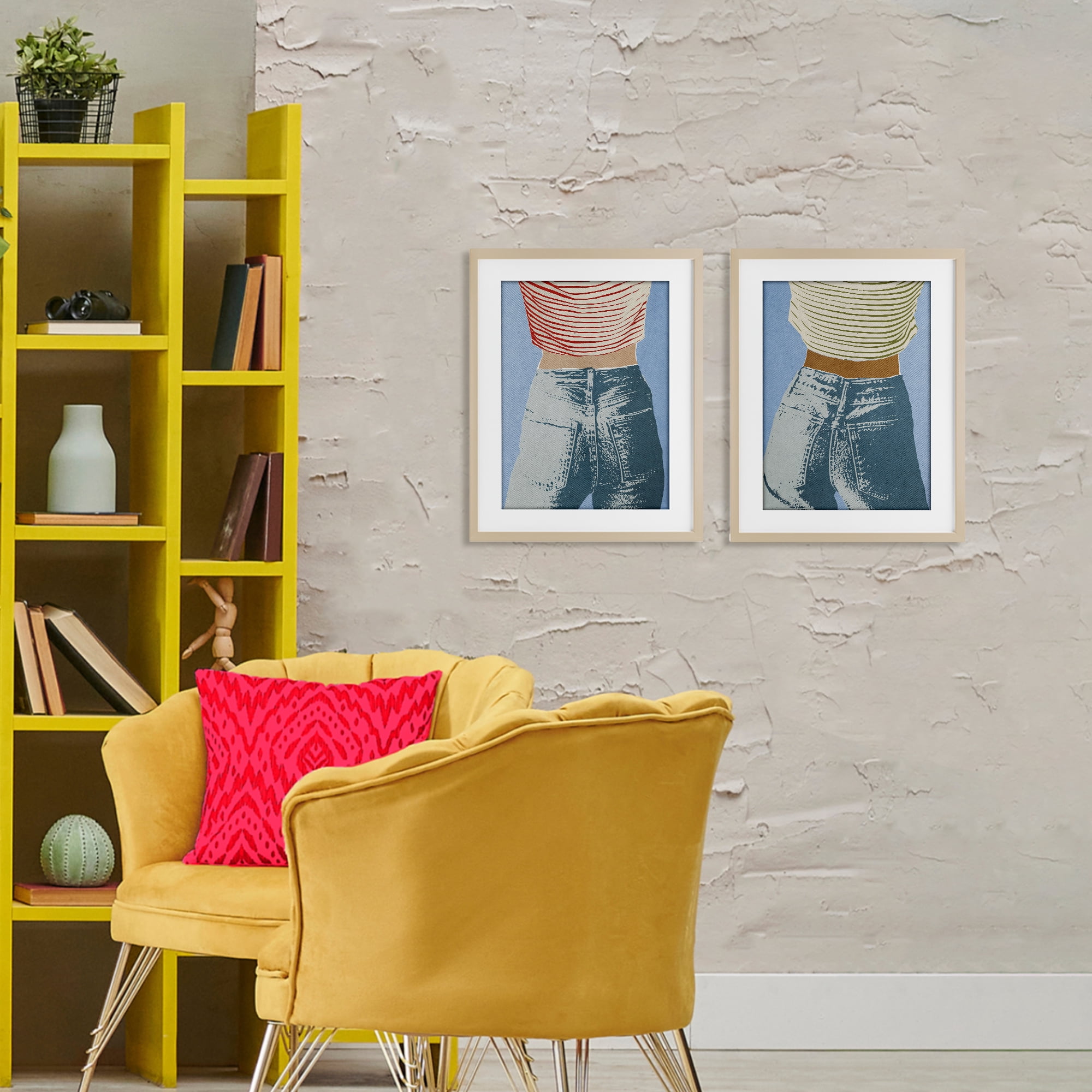 Stupell Industries Favorite Jeans with Striped Shirt 2 Piece Birch Framed Print Under Glass Set, design by Victoria Barnes