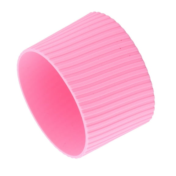 Home Silicone Glass Water Cup Insulated Sleeve Protector Cover Pink 7.5cm Dia