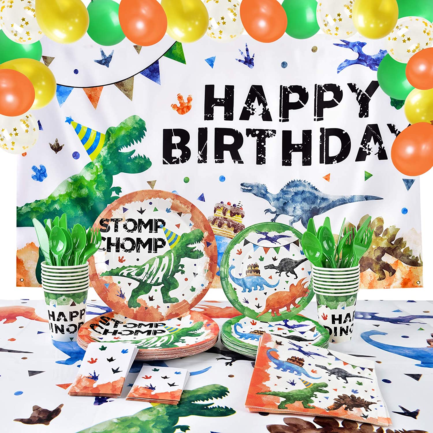 Watercolor Dinosaur Birthday Party Decoration Dinosaur Party Supplies