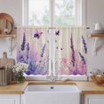 thumbnail image 2 of Spring Lavender Kitchen Curtains, Butterfly Purple Farmhouse Floral Leaf Light Filtering Window Curtain Panels, 2Pcs Rod Pocket Window Treatments Set for Cabin Bathroom Bedroom 52x45 Inches, 2 of 9