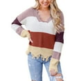 thumbnail image 4 of Giftesty Sweaters for Women Plus Size Womens Casual Patchwork V-Neck Sweater Tops, 4 of 7