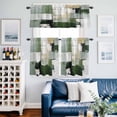thumbnail image 2 of Abstract Graffiti Kitchen Curtains Valances and Tiers Set of 3 Green Beige Geometric Wash Tier Curtains and Valance with Rod Pocket for Small Windows, 27.5"x36", 2 of 9