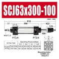 thumbnail image 1 of Alésage de Cylindre Pneumatique Standard 63mm Double Action Cylindres d'Air en Aluminium Course Réglable 200-300mm Grande Poussée, Multifonctionnel, 1 of 6