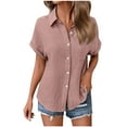 thumbnail image 4 of Ltctricy Women's Button down Shirts Short Sleeve Collared Pleated Business Casual Work Blouses Trendy Summer Tops, 4 of 7