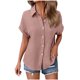 thumbnail image 5 of Auralook Women Solid Blouses Short Sleeve Button Down Shirts Turndown Collar Business Casual Dressy Work Tops Summer Spring Clothes, 5 of 8