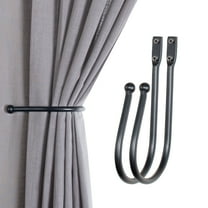 Deco Window 2 Pcs Curtain Holdback for Curtains Wall Mounted Metal Drapery Hook for Door Window Treatment-Ball (Black)