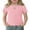 Light Pink, variant on Girls Lettuce Trim Short Sleeve Shirts Summer Ribbed Knit Crewneck Casual T Shirt Tops Tee Blouse