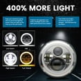 thumbnail image 3 of 7 inch Led Headlight Round DOT Approved H6024 Led Headlight Hi/Lo Beam White DRL Amber Halo Ring Compatible with Jeep Wrangler JK TJ CJ & Miata & Chevy S3 & Hummer H1 H2 (Pair) Chrome, 3 of 7