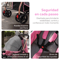 thumbnail image 3 of Carriola Yei rosa plegable con asiento reclinable y llantas 360° con bloqueo, 3 of 8