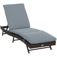 thumbnail image 1 of Outsunny Chaise Longue de Patio en Osier, Fauteuil Inclinable d'Extérieur en Forme de S avec Dossier Réglable à 5 Niveaux, Coussin Rembourré Doux pour Usage Extérieur, Gris, 1 of 7