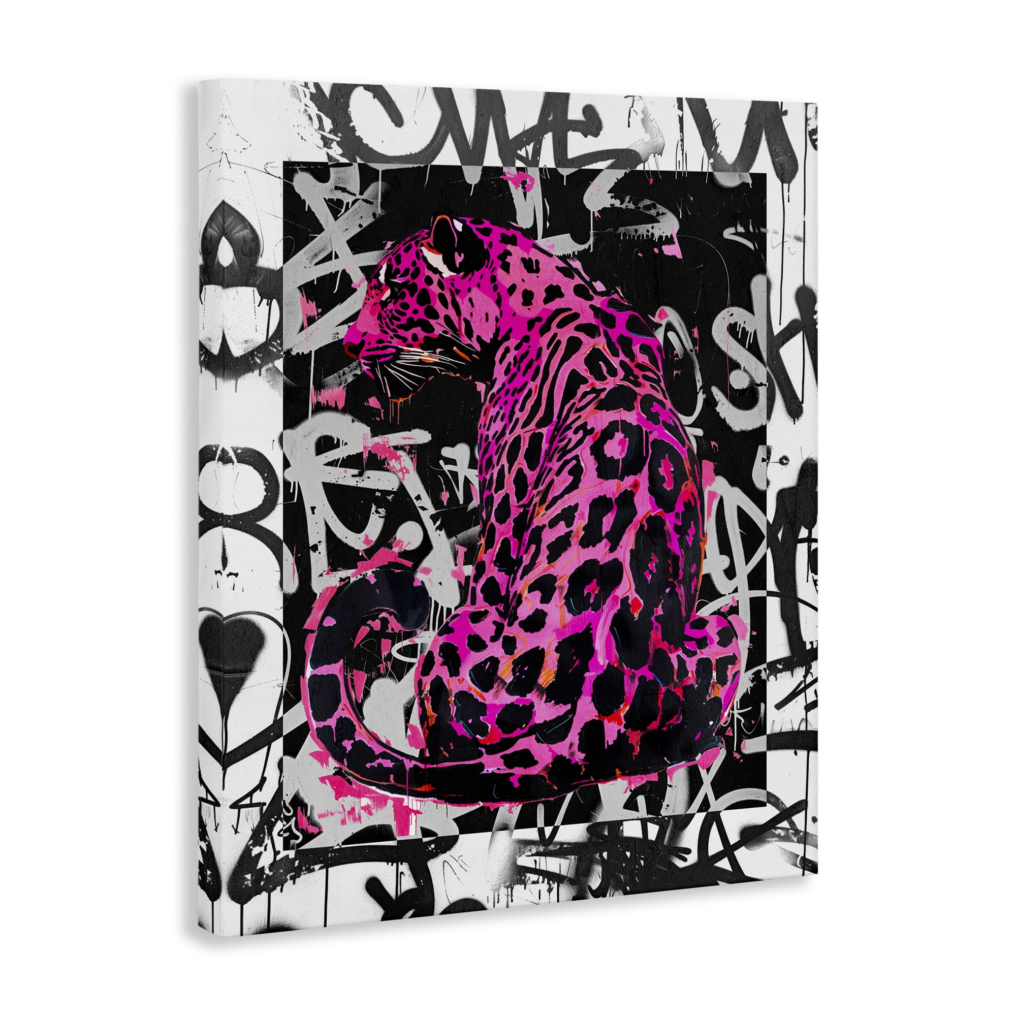 Stupell Industries Urban Graffiti Leopard Abstract Painting Wrapped Canvas Art Print Wall Art, 16 x 20