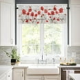 thumbnail image 2 of Floral Windows Valances Curtain Red Poppy Flower Kitchen Valances Rod Pocket Watercolor Floral Spring Flower Wood Grain Window Treatment Short Topper Curtains for Kitchen Living Bedroom,54 by 18 inch, 2 of 5