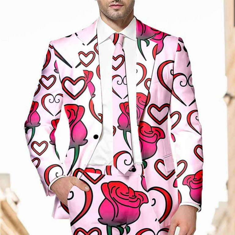 Toimothcn Men's Sports Blazers Romantic Valentine Day Love Heart