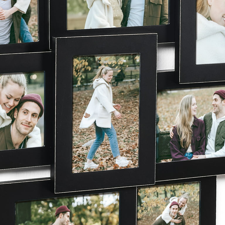 Hastings Home Family Collage Picture Frame, 7 Openings for 3- 4x6 / 4- 5x7  Photos, Wall Hanging Display (Black) 505876BAM
