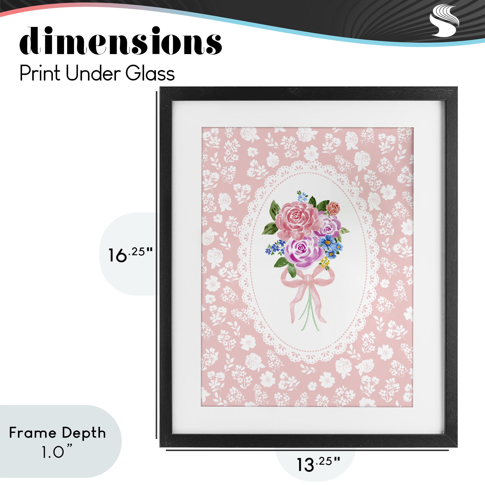 Stupell Industries Peach Feminine Bouquet Black Framed Print Under Glass, design by Corinne Haig