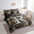 thumbnail image 3 of Castle Fairy Letter Monogrammed R Bedding Comforter Set 7 Pieces Female Men Women,Abstract Woodland Animal Deer Full Bedding Set Lightweight,Botanical Tree Branches Leaves Fitted Sheet Flat Sheet, 3 of 8