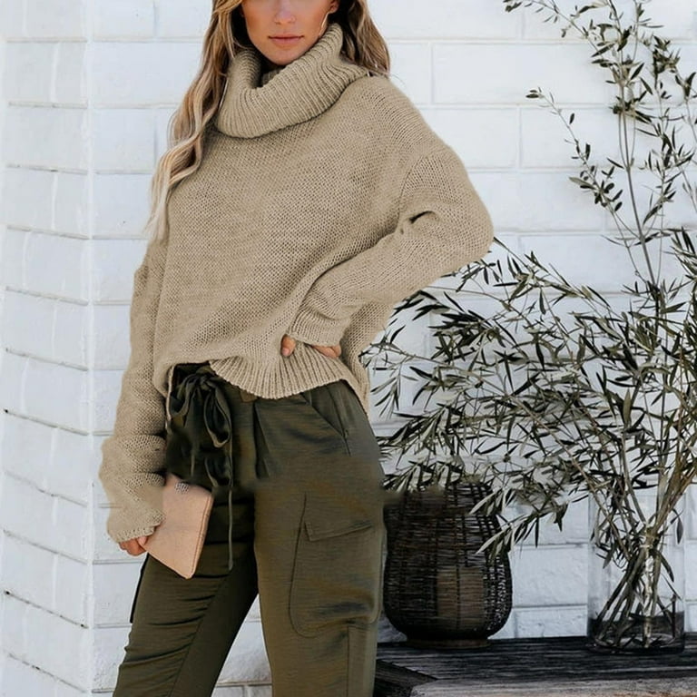 XFLWAM Turtleneck Sweater Women Oversized Cowl Neck Sweater XFLWAM Turtleneck Sweater Women Oversized Cowl Neck Sweater