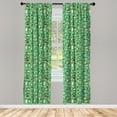 thumbnail image 5 of Ambesonne Mushroom Window Curtains, Autumn Motif on Green Back, Each 28" W x 63" L, Dark Orange Seal Brown, 5 of 5