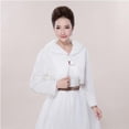 thumbnail image 2 of ROZYARD Womens Lady Faux Fur Long Sleeve Shawl Wrap Lapel Collar Pompom Ball Lace Up Whi, 2 of 8