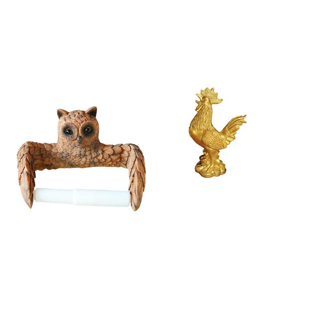 Soporte de papel higiénico,Escultura de pared de búho con porta rollo de papel higiénico,Escultura de pollo,Escultura de pollo,decoración del hogar,figura de gallo,Figura decorativa de