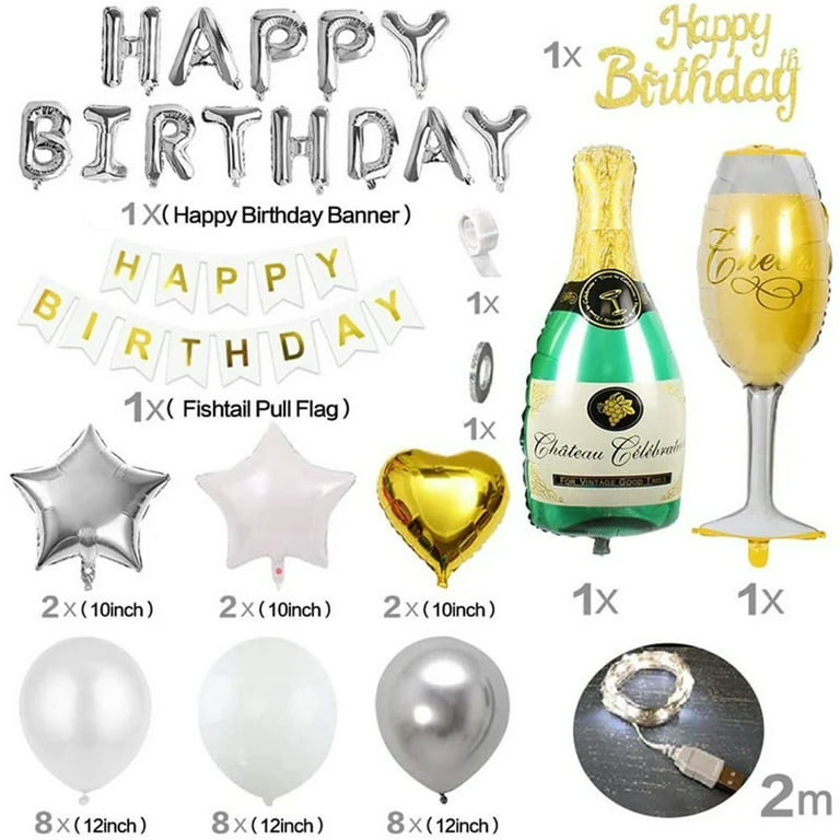 Vintage 60th BIRTHDAY DECORATION KIT -Black Gold and Silver Color