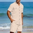 thumbnail image 2 of Mrmaere Men's Collared Button Down Shirt and Shorts Set Short Sleeve 2 Piece Open Front for Beach Travel Khaki XXL, 2 of 9