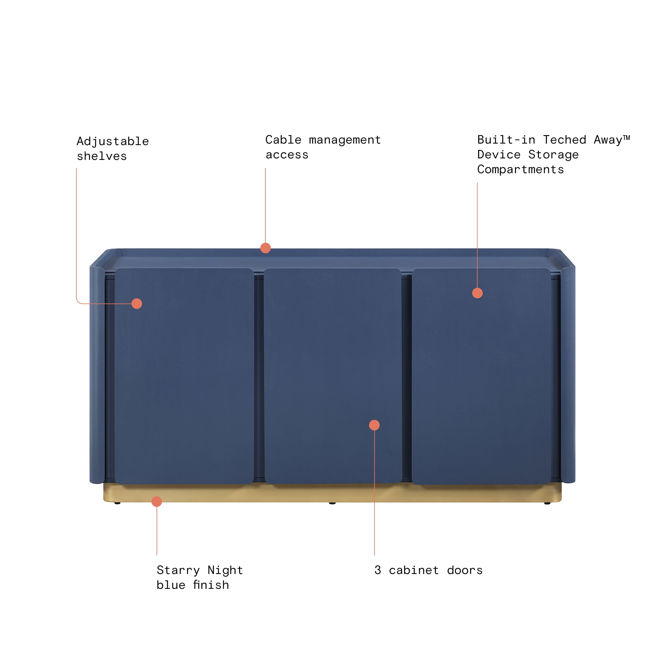 Beautiful Mae TV Stand for TV's up to 70" by Drew Barrymore, Starry Night Blue Finish