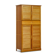 [MoNiBloom] Bamboo 8 Tiers 1 Drawer 21 Pairs Shoes Rack with Door, Organizer Cabinet, Natural, for Home