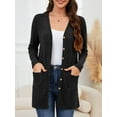 thumbnail image 2 of Fancyglim Women's Cardigan Lightweight Soft Knit Fall Sweater Blue Large Long Sleeve Open Front Coat with Pockets Black L, 2 of 7