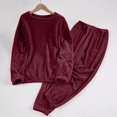 thumbnail image 2 of asjyhkr Pajamas for Women Set 2 Piece Fleece Crew Neck Long Sleeve Tops High Waist Jogger Pants Casual Thermal Homewear Sleepwear Sets(XXL,Wine), 2 of 7