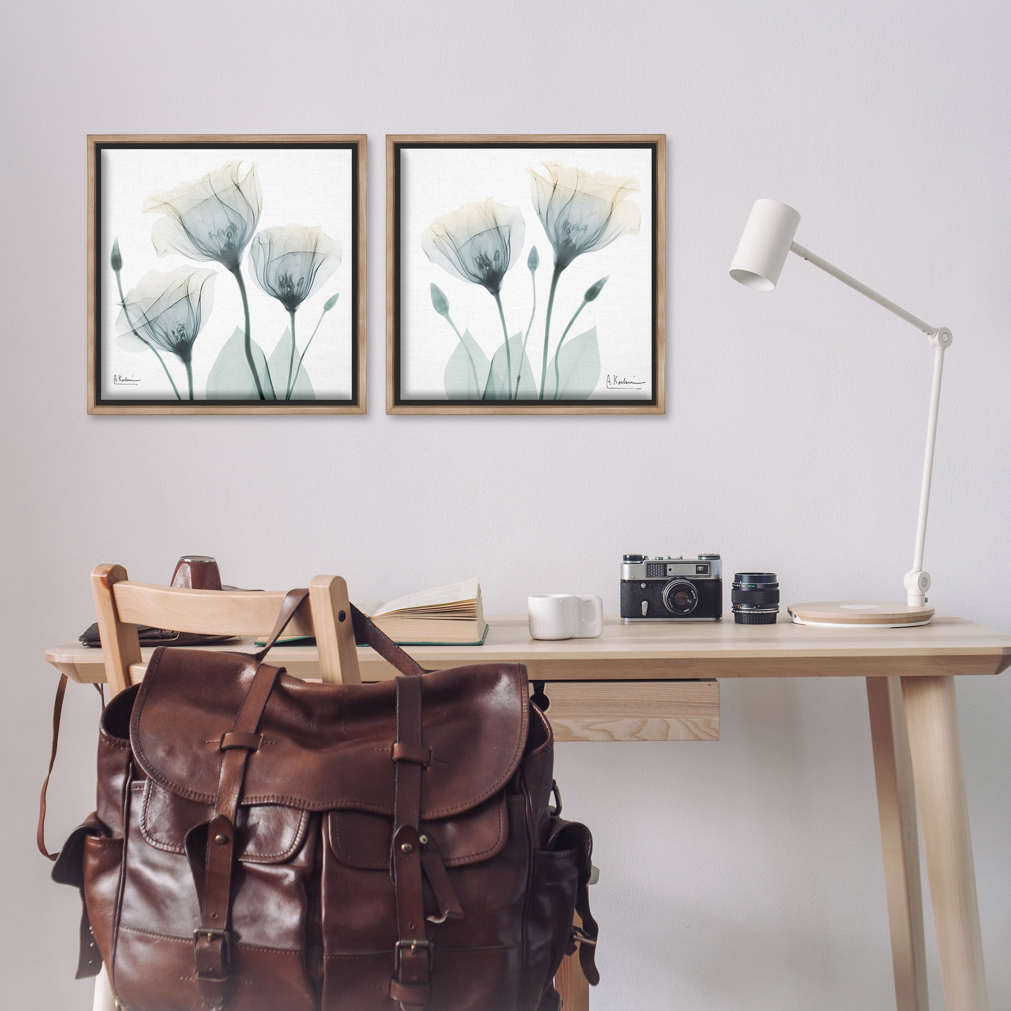 Stupell Industries Budding Opaque Tulips Botanical & Floral Photography Brown Floater Framed Canvas Art Print Wall Art, 18 x 18, Set of 2