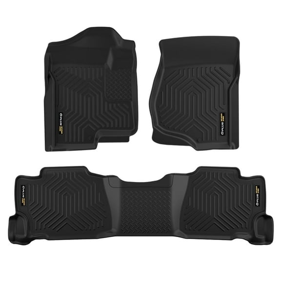 3Pcs Floor Mats TPE All Weather Full Cover Protection Black Fit for 2007-2013 Chevy Silverado/2007-2014 GMC Sierra 1500