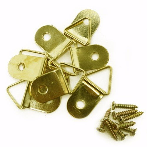BRASS HEAVY DUTY 3 HOLE PICTURE CANVAS FRAME STRAP HANGER HANGING HOOK & SCREWS 