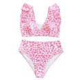 thumbnail image 5 of Bikini Sets for Women High Waisted Bathing Suits Sexy Women Bikini Print Splicing Two-piece Swimwear Swimsuit Beachwear Set Pink S, 5 of 7