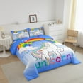 thumbnail image 2 of Erosebridal Unicorn Comforter Set Twin Cute Cartoon Unicorn Bedding Rainbow Unicorn Reversible Down Comforter Stars Glittery Comforter Ombre Gradient Duvet Insert,Dark Blue White, 2 of 4