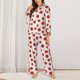 thumbnail image 2 of Balery Abstract Red Polka Dot Conjunto de Pijama con Estampado para Mujer, Conjunto de Dos Piezas con Manga Larga, Ropa de Dormir Suave con Bolsillos, Pijamas Cómodos-Large, 2 of 7