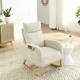thumbnail image 3 of CQSXDA High Backrest Lounge Rocking Chair In Modern Design With Two Side Pockets For Storage, Beige, 3 of 13