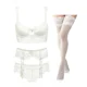 thumbnail image 1 of Varsbaby-Conjunto de lencería con aros de encaje floral, lencería sexy con realce, sujetador, bragas, liga y medias, 4 unidades por lote, 1 of 5