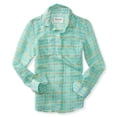 thumbnail image 2 of Blusa de punto con botones en la parte delantera Aeropostale mujer verde XS Tejer, 2 of 2