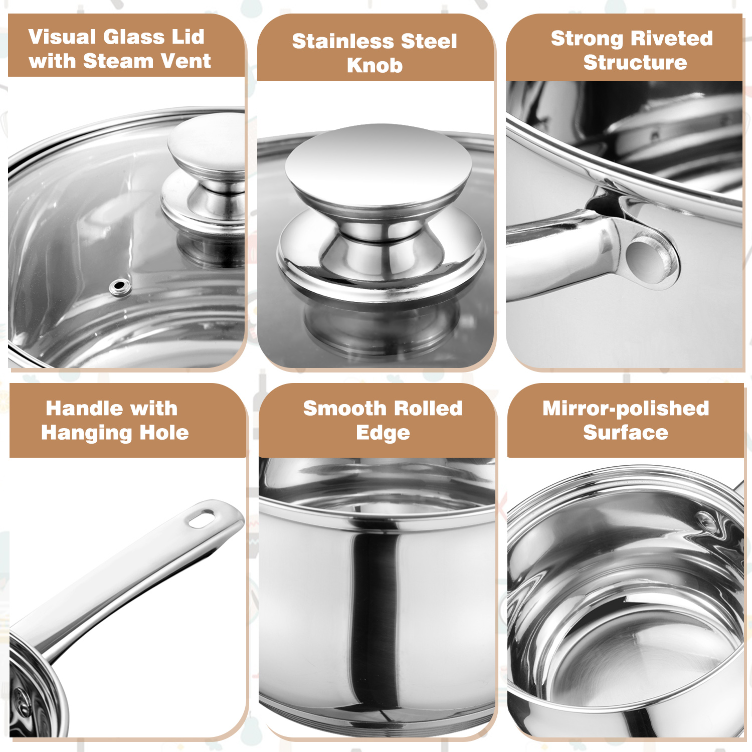 Walchoice 13-Piece Stainless Steel Cookware Set photo 6