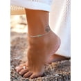 thumbnail image 3 of U7 Heart Anklet Bracelet for Women May Green Emerald Sterling Silver Figaro Anklet Charming Summer Jewelry Gift Beach Foot Chain for Daughter, 3 of 8