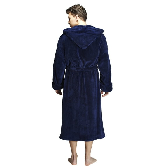 Arusa Int Men's Hooded Fleece Bathrobe Turkish Soft Plush Robe